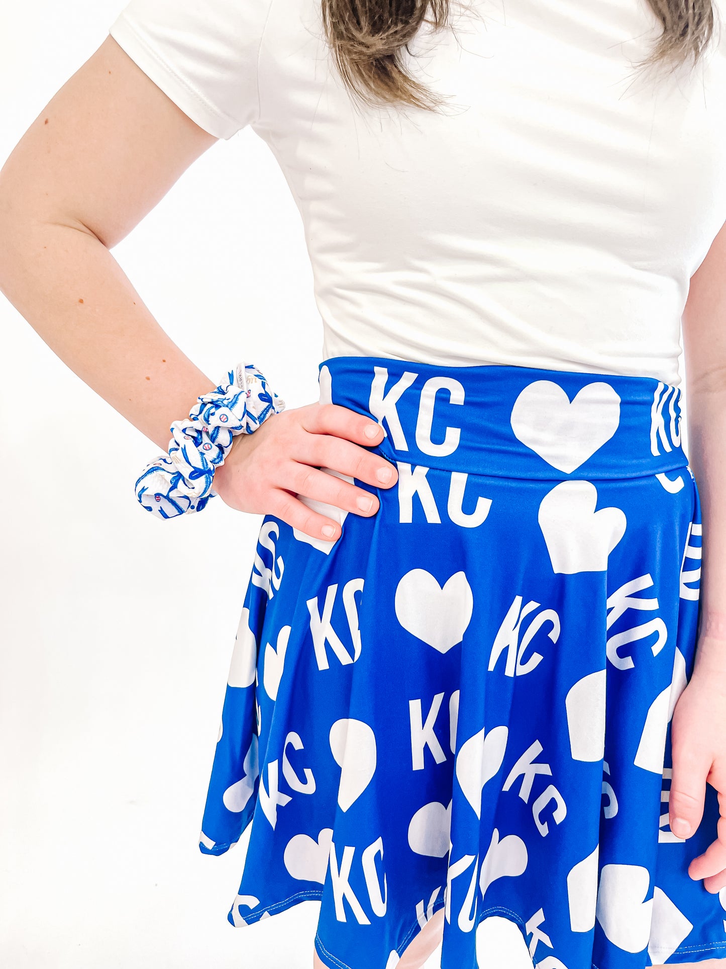 Women & Teen Skirt: Blue with Hearts