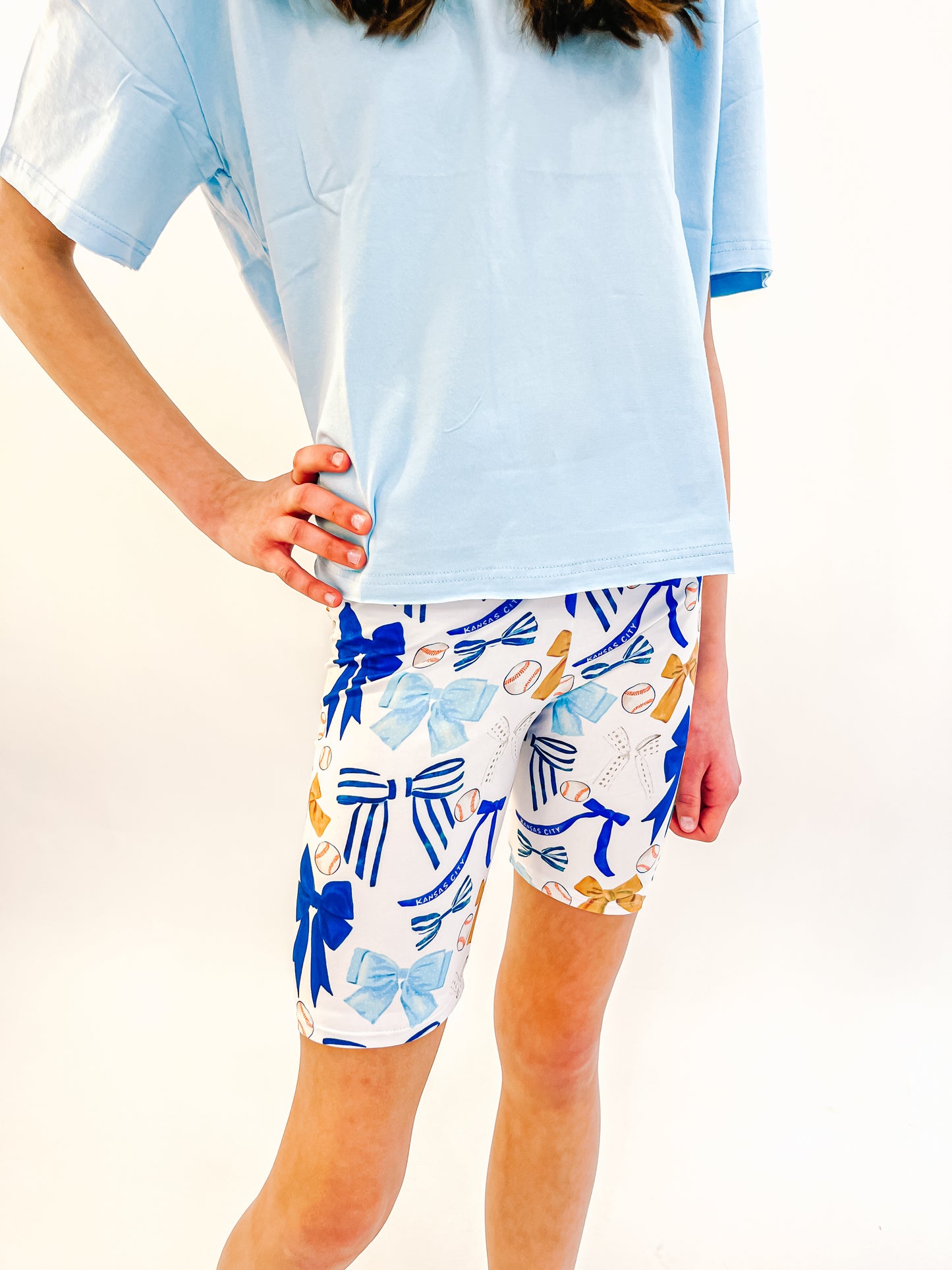 Women & Teen Biker Shorts: Royal Bows
