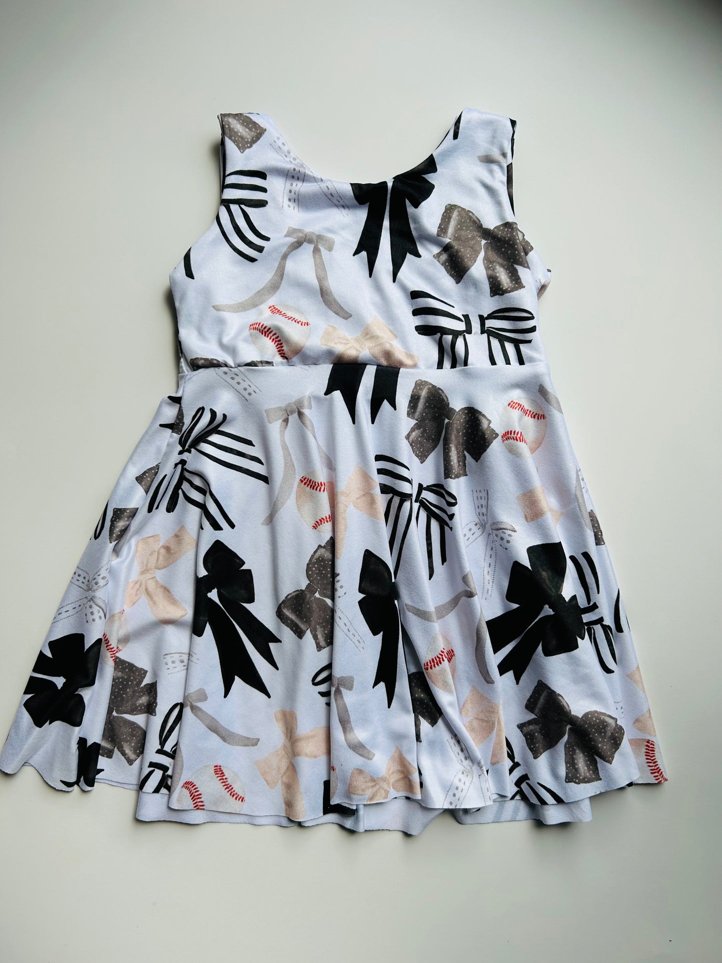 Twirl Dress: Black & White Baseball Bows