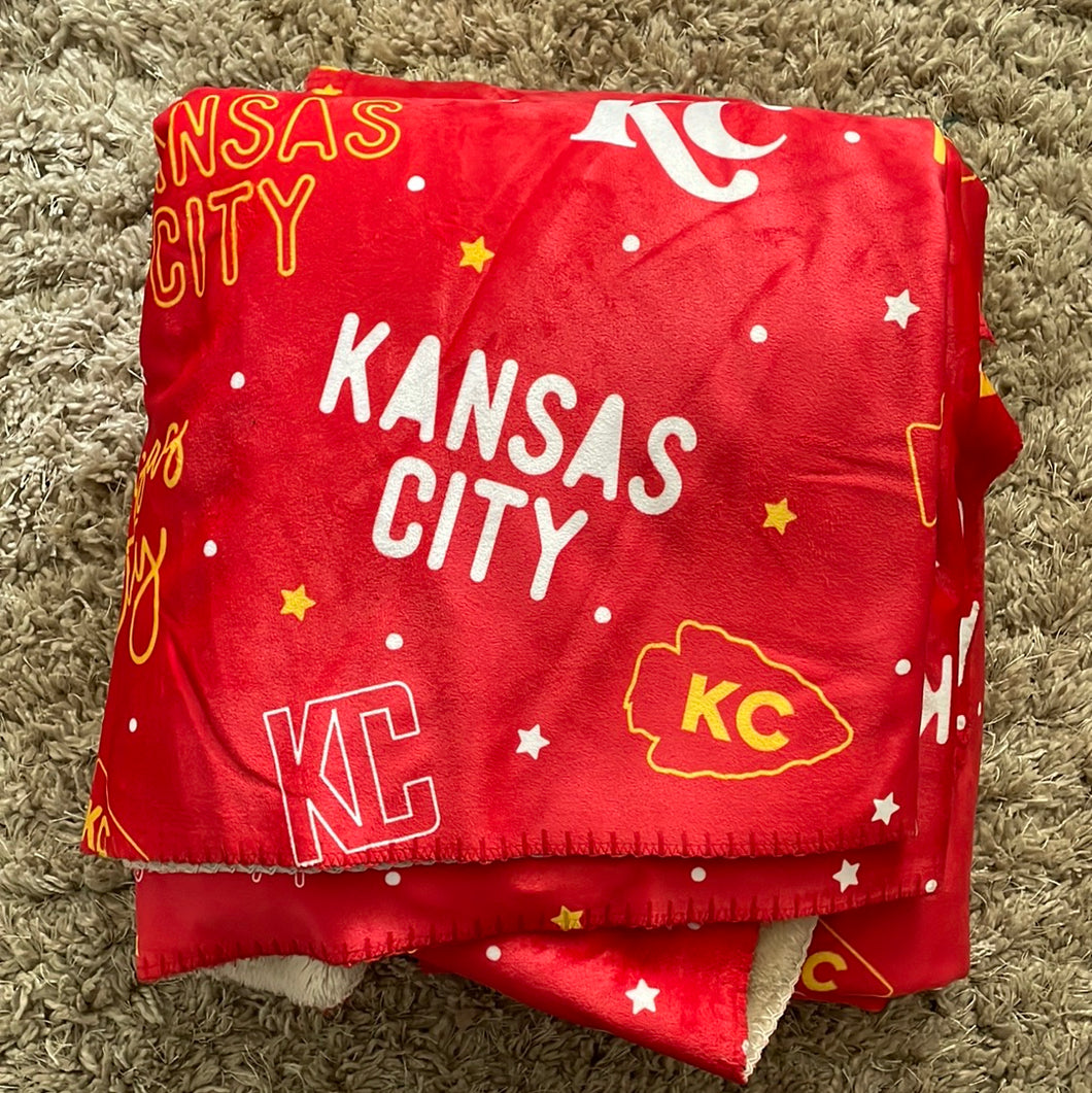 Baby or Adult Blanket: KC Words on Red