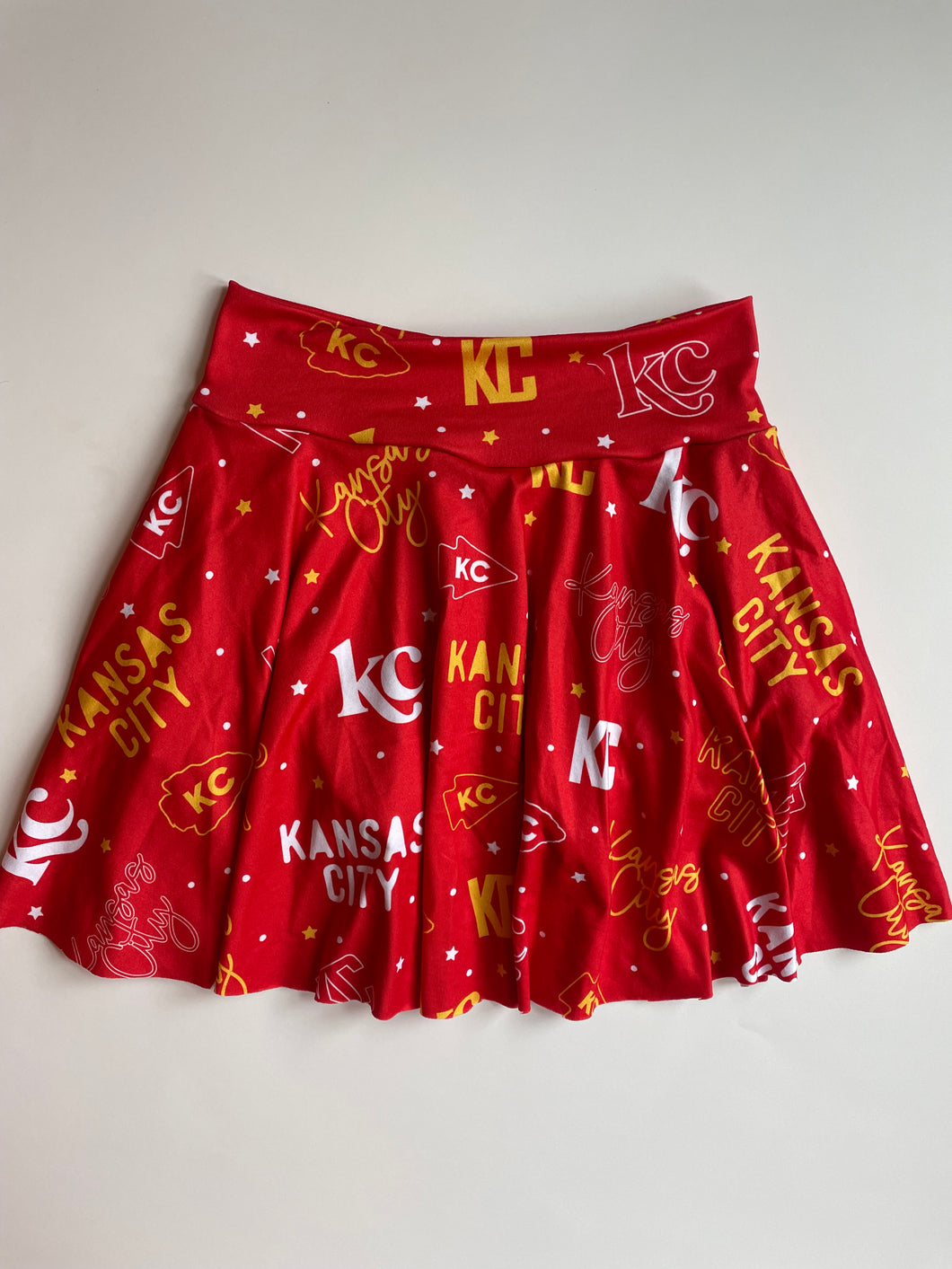 Cheer Skirt: KC Words on Red