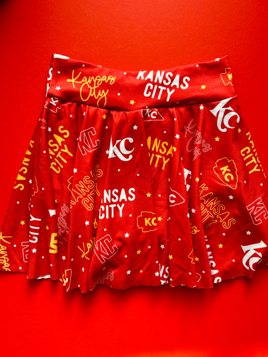 Cheer Skirt: KC Words on Red