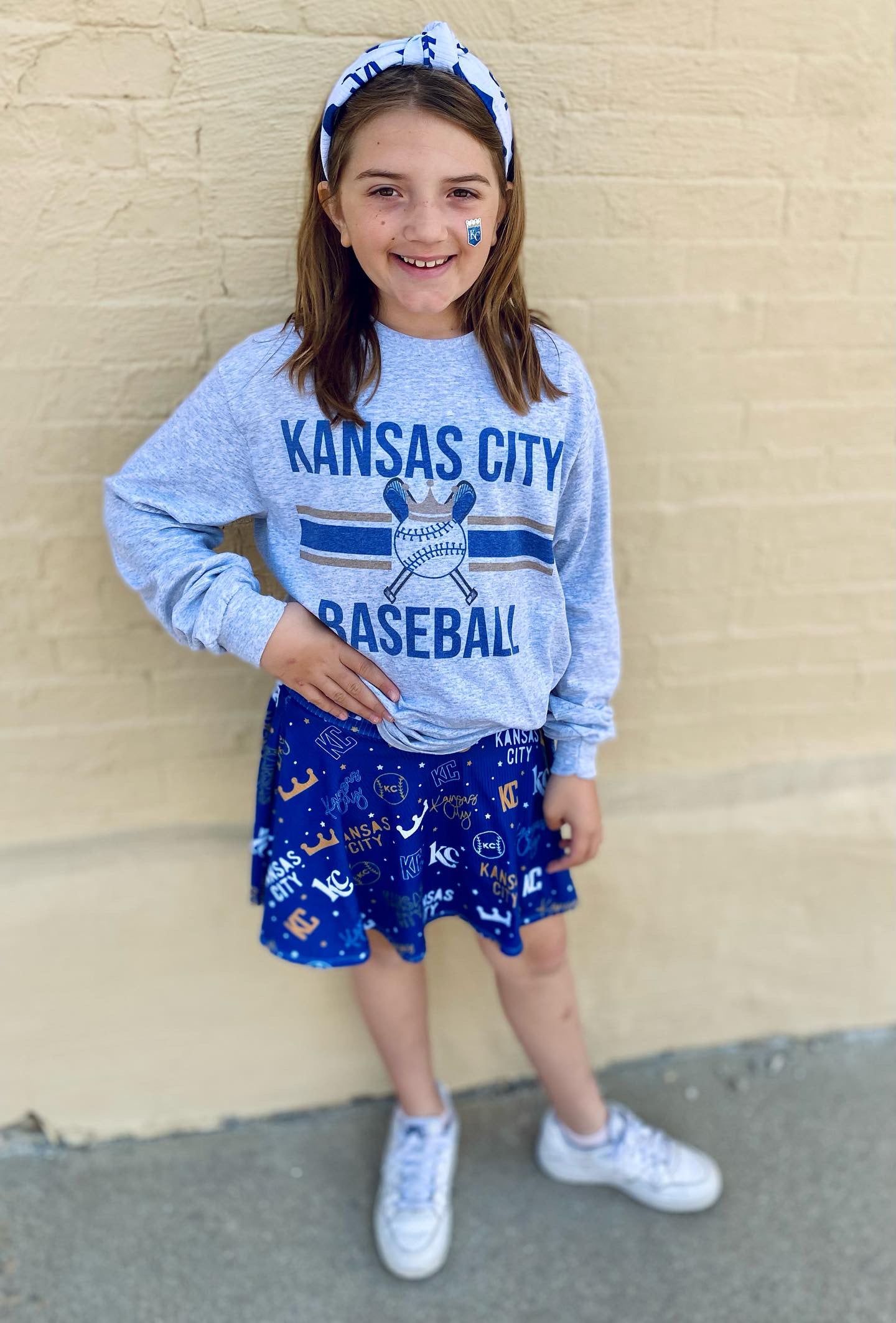 Cheer Skirt: KC Words on Blue