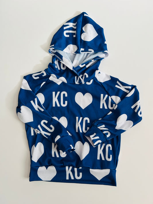 Hoodie: KC Blue with Heart