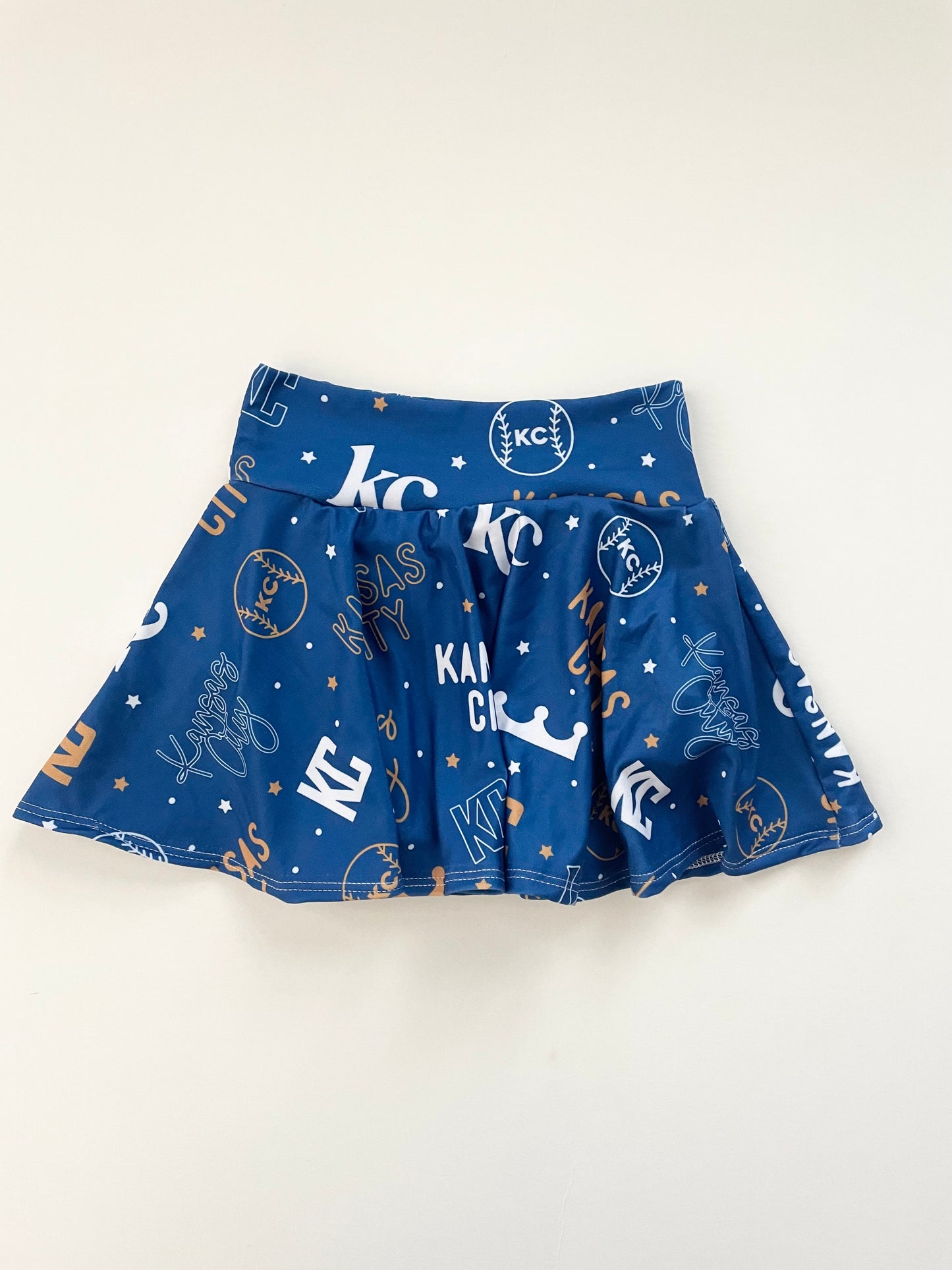 Cheer Skirt: KC Words on Blue