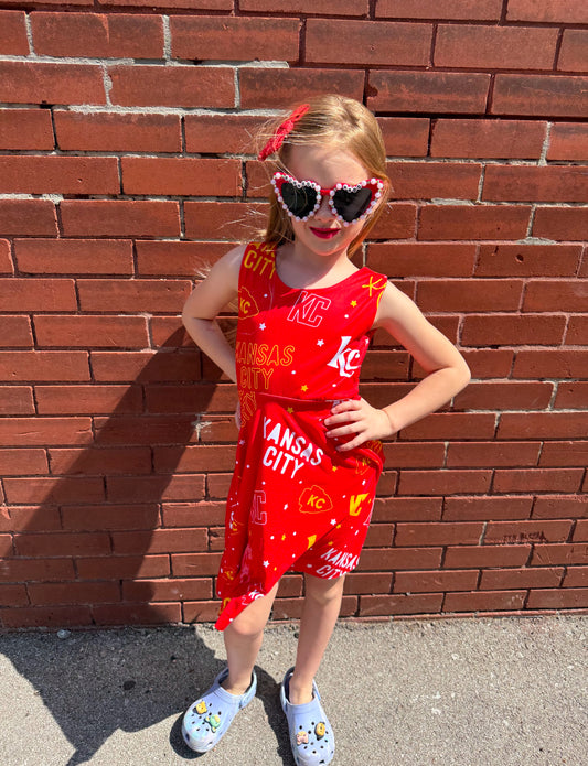 Twirl Dress: KC Words on Red