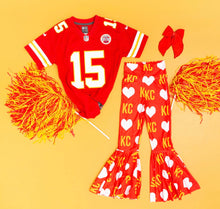 Load image into Gallery viewer, Bell Bottoms: KC Heart on Red
